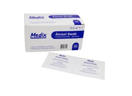 Lenço Umedecido Com Álcool 70% Isopropílico Swab - 100 Unid - Medix